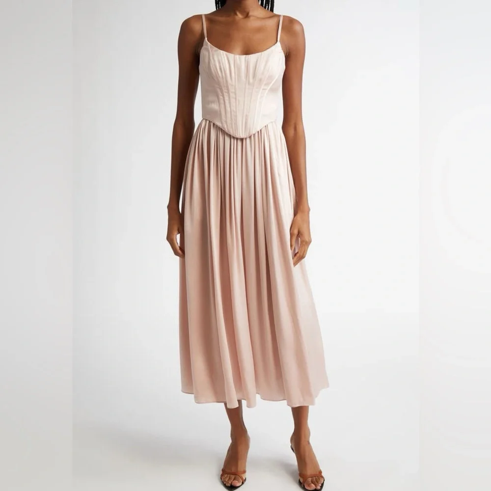zimmermann silk corset midi dress Dawning Linen-Silk Corset Midi Dress By Zimmermann